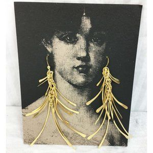 NWT NOS $86 Sibilia Handmade Gold Drop Dangle Earrings Statement